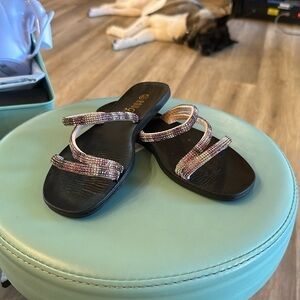 NWT rouge, helium, purple, white pink rhinestones sandals size 6.5